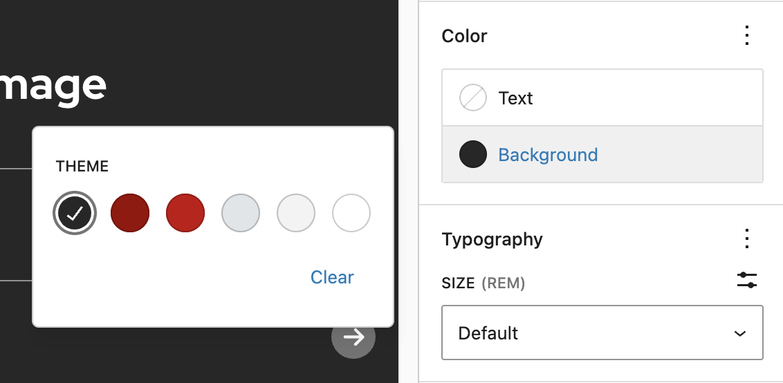 Editor view showing background color options for layout blocks.