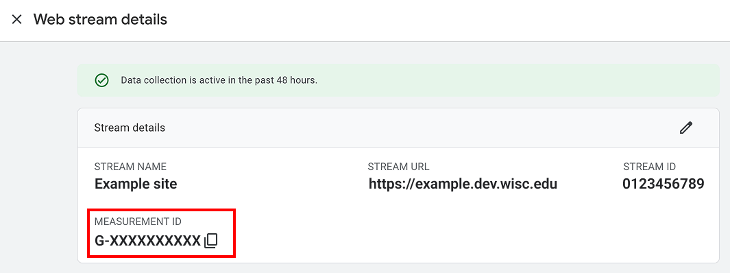 Google Tag ID example starting with “G-”.