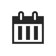 A calendar icon with solid rectangles to represent the number of days within the month.