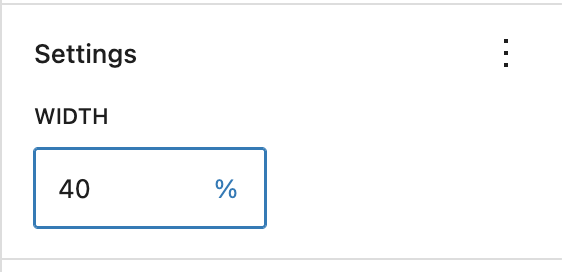 40% value added to an individual column width input in the Columns block.