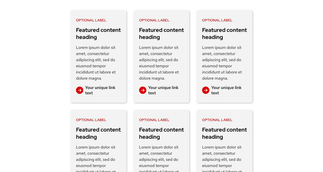 Three-column card grid with columns too narrow, causing headings, body text, and links to appear squished and difficult to read.