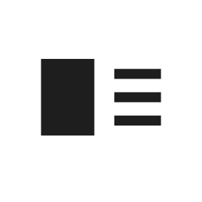 The WordPress Cover block icon has a black rectangle on the left and three smaller rectangles on the right stacked to look like text. 