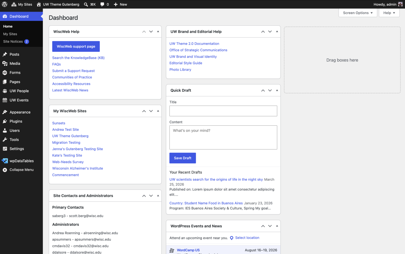 New default blue in WordPress admin is a more saturated bright blue.