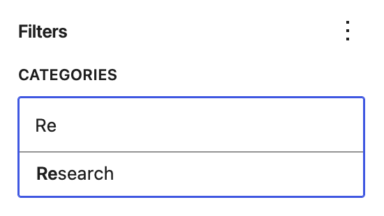 Search for a category in the query loop