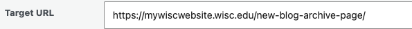 Target URL field in the Redirection plugin