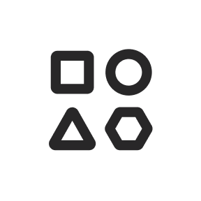 The icon block includes 4 symbols, a square, circle, triangle, and hexagon.